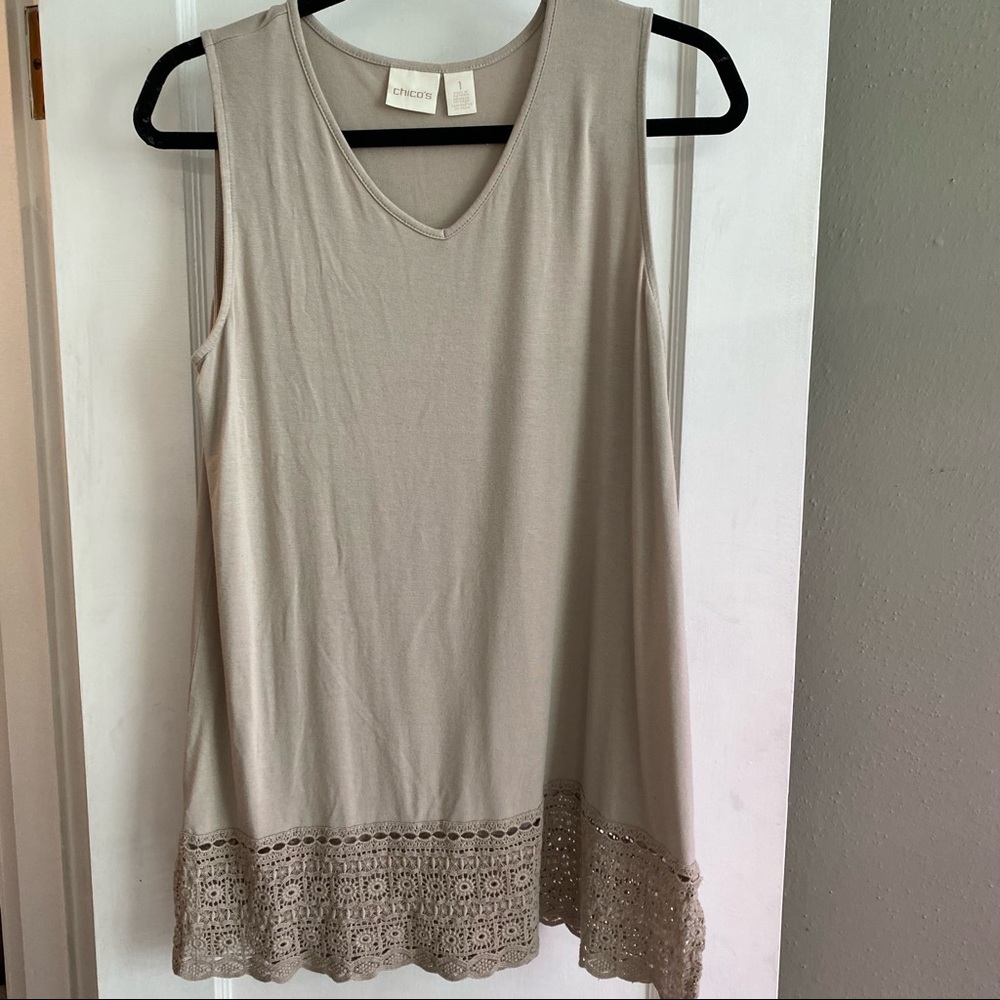 Chico’s embroidered hem tank size 1